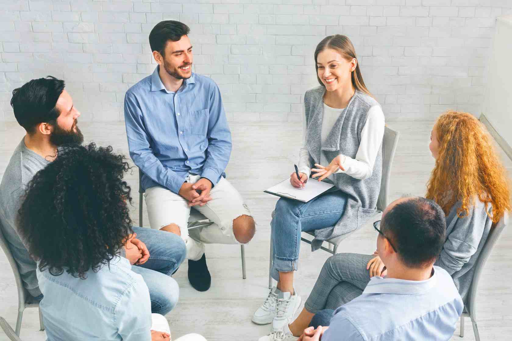 Group therapy session in an intensive outpatient program IOP setting